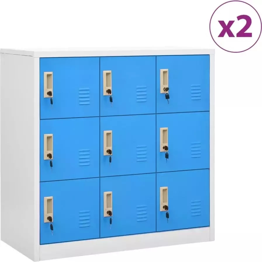 Furniture Limited Lockerkasten 2 st 90x45x92 5 cm staal lichtgrijs en blauw