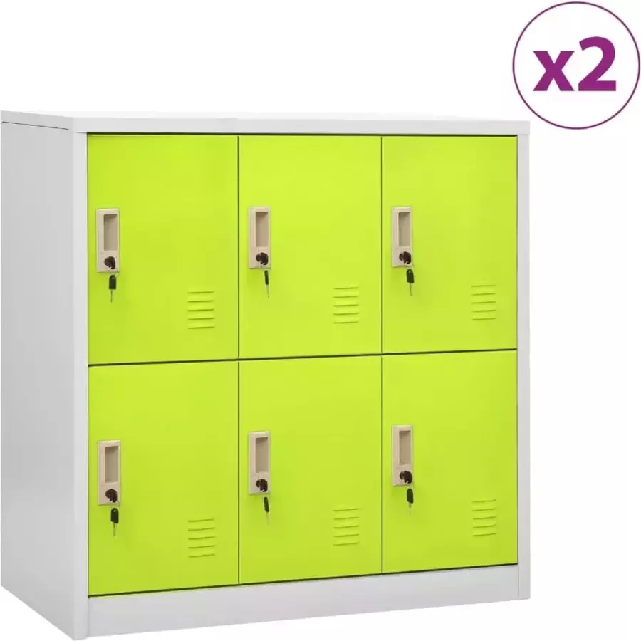 Furniture Limited Lockerkasten 2 st 90x45x92 5 cm staal lichtgrijs en groen