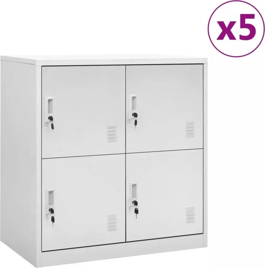 Furniture Limited Lockerkasten 5 st 90x45x92 5 cm staal lichtgrijs