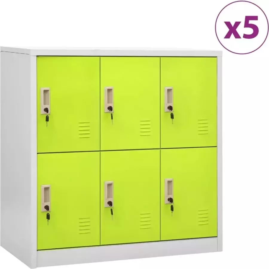 Furniture Limited Lockerkasten 5 st 90x45x92 5 cm staal lichtgrijs en groen