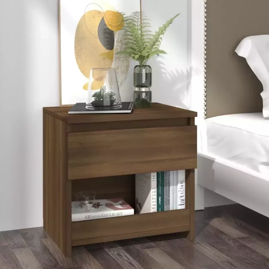Furniture Limited Nachtkastje 40x30x39 cm bewerkt hout bruineikenkleurig