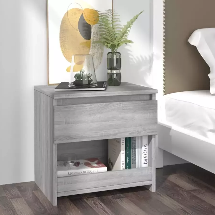 Furniture Limited Nachtkastje 40x30x39 cm bewerkt hout grijs sonoma eikenkleurig