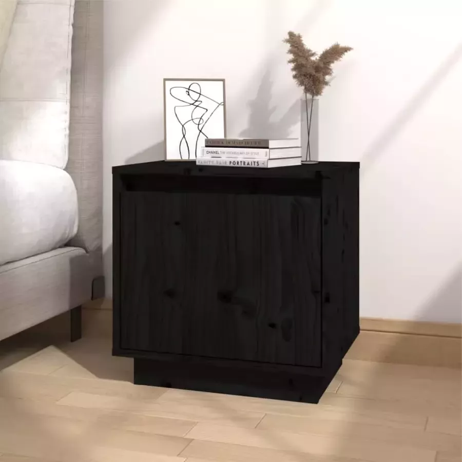 Furniture Limited Nachtkastje 40x30x40 cm massief grenenhout zwart