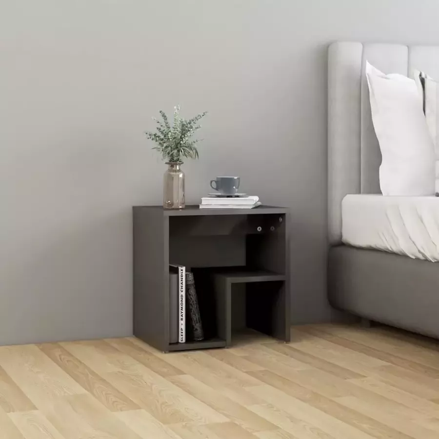 Furniture Limited Nachtkastje 40x30x40 cm spaanplaat hoogglans grijs
