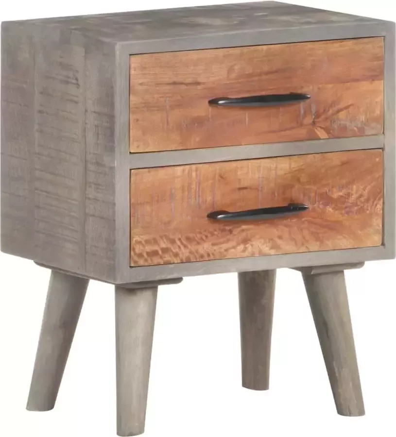 Furniture Limited Nachtkastje 40x30x50 cm massief ruw mangohout grijs