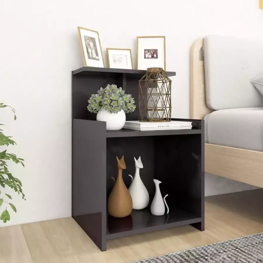 Furniture Limited Nachtkastje 40x35x60 cm spaanplaat hoogglans grijs