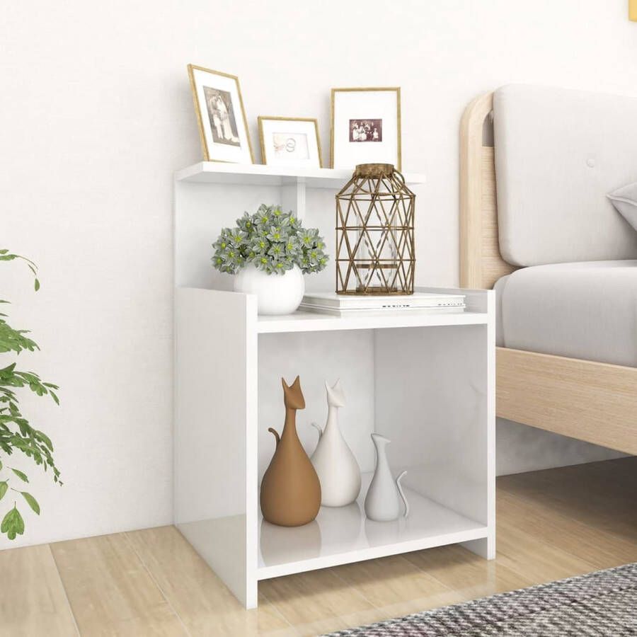 Furniture Limited Nachtkastje 40x35x60 cm spaanplaat hoogglans wit