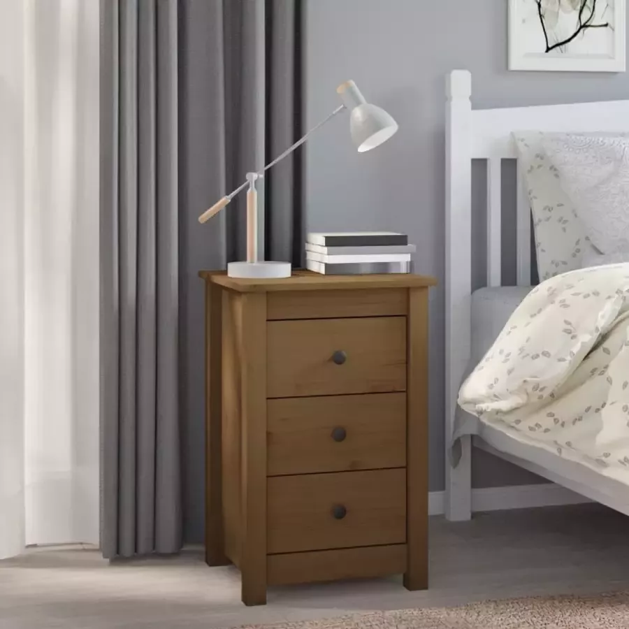 Furniture Limited Nachtkastje 40x35x61 5 cm massief grenenhout honingbruin