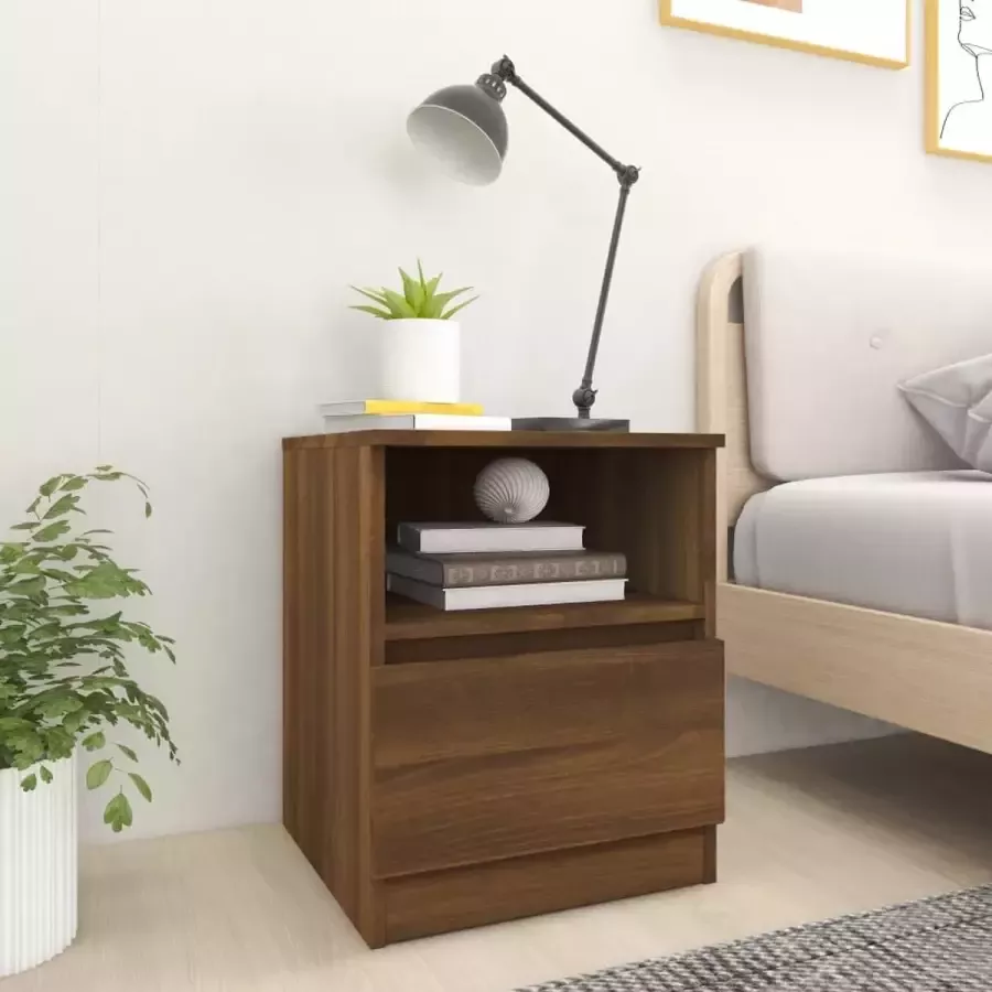 Furniture Limited Nachtkastje 40x40x50 cm bewerkt hout bruineikenkleurig