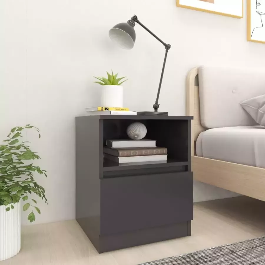 Furniture Limited Nachtkastje 40x40x50 cm spaanplaat grijs - Foto 2