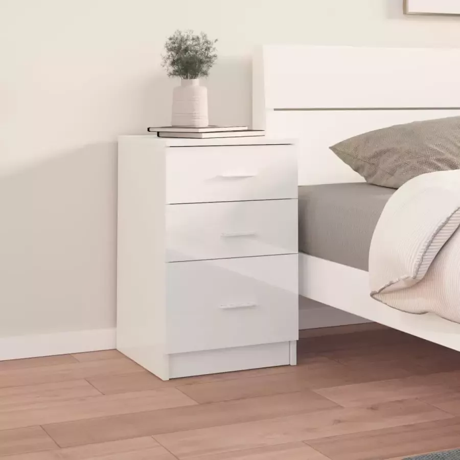 Furniture Limited Nachtkastje 40x40x63 cm bewerkt hout hoogglans wit