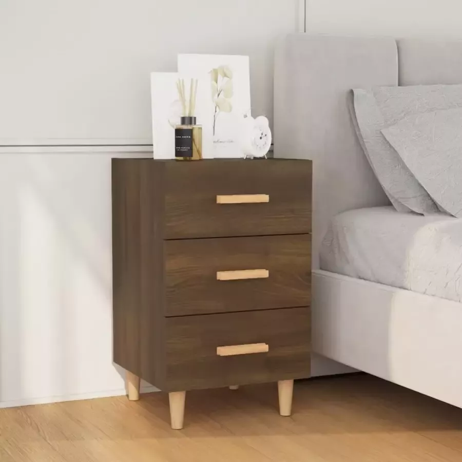 Furniture Limited Nachtkastje 40x40x66 cm bewerkt hout bruineikenkleurig