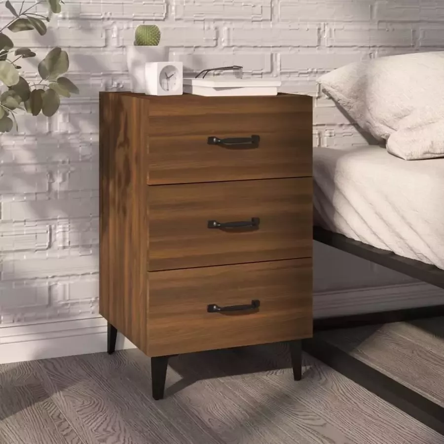 Furniture Limited Nachtkastje 40x40x66 cm bewerkt hout bruineikenkleurig