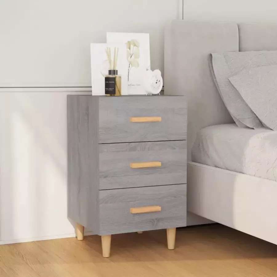 Furniture Limited Nachtkastje 40x40x66 cm bewerkt hout grijs sonoma eikenkleurig
