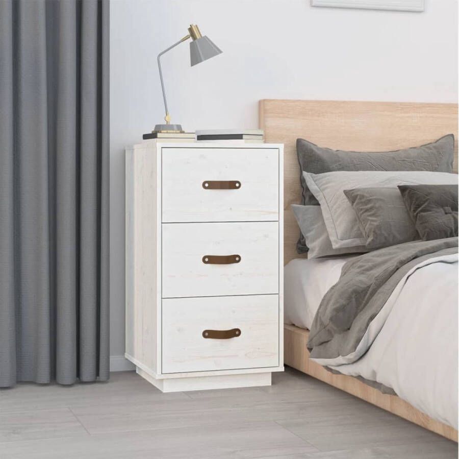 Furniture Limited Nachtkastje 40x40x75 cm massief grenenhout wit