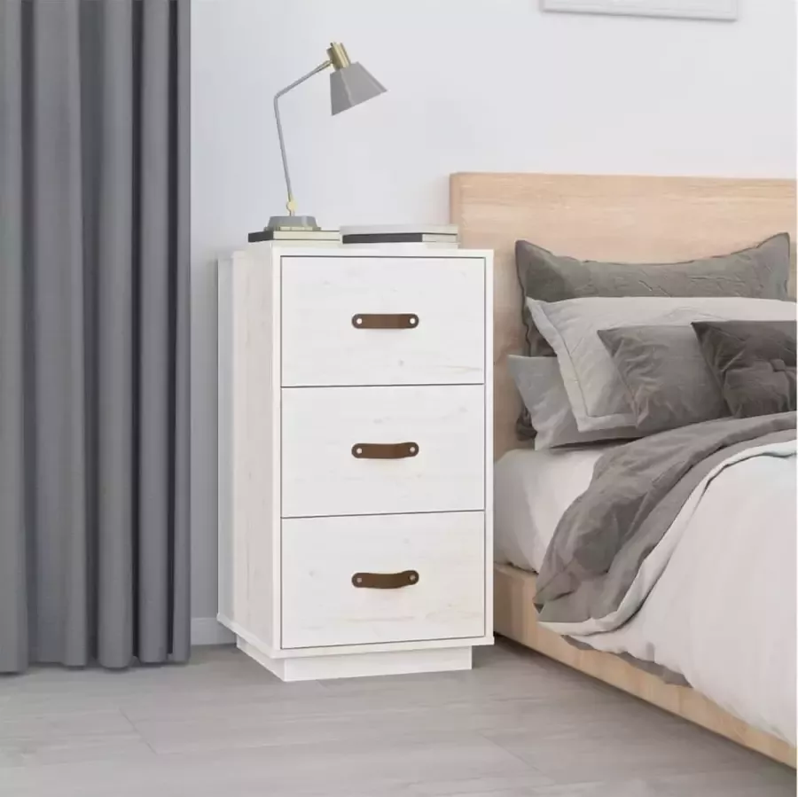 Furniture Limited Nachtkastje 40x40x75 cm massief grenenhout wit