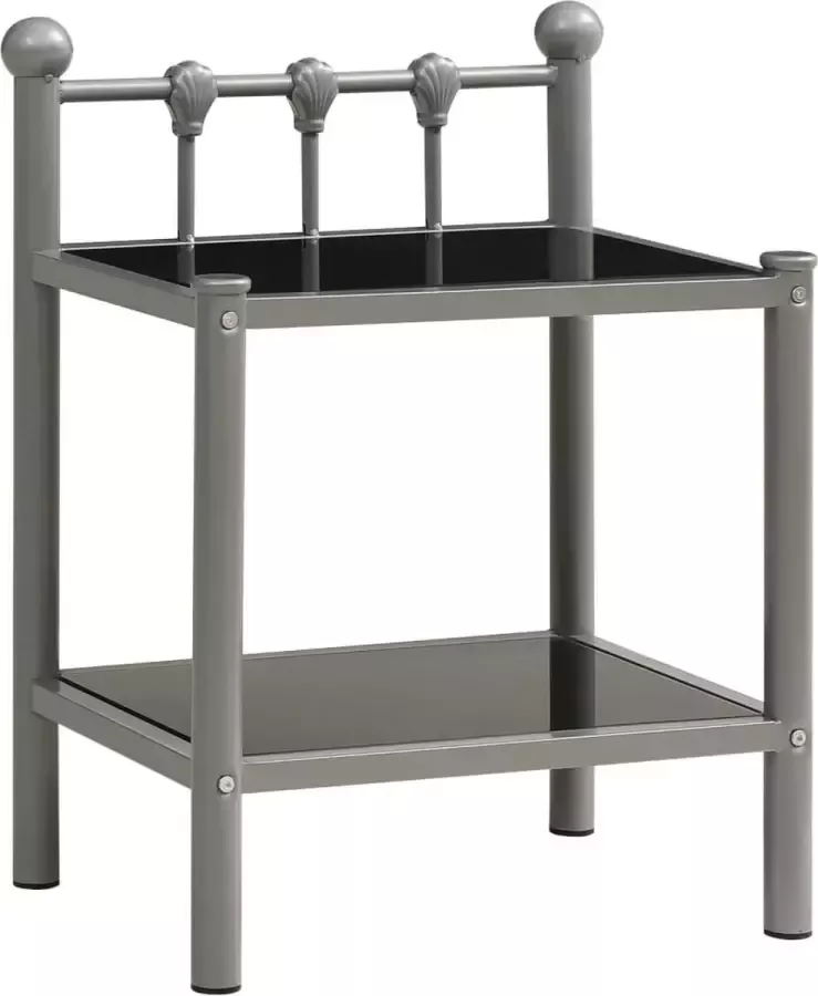 Furniture Limited Nachtkastje 45x34 5x60 5 cm metaal en glas grijs en zwart