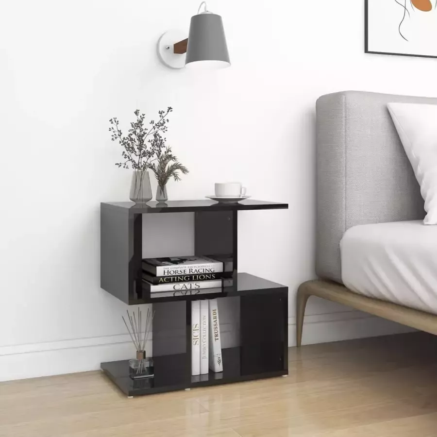 Furniture Limited Nachtkastje 50x30x51 5 cm spaanplaat hoogglans zwart