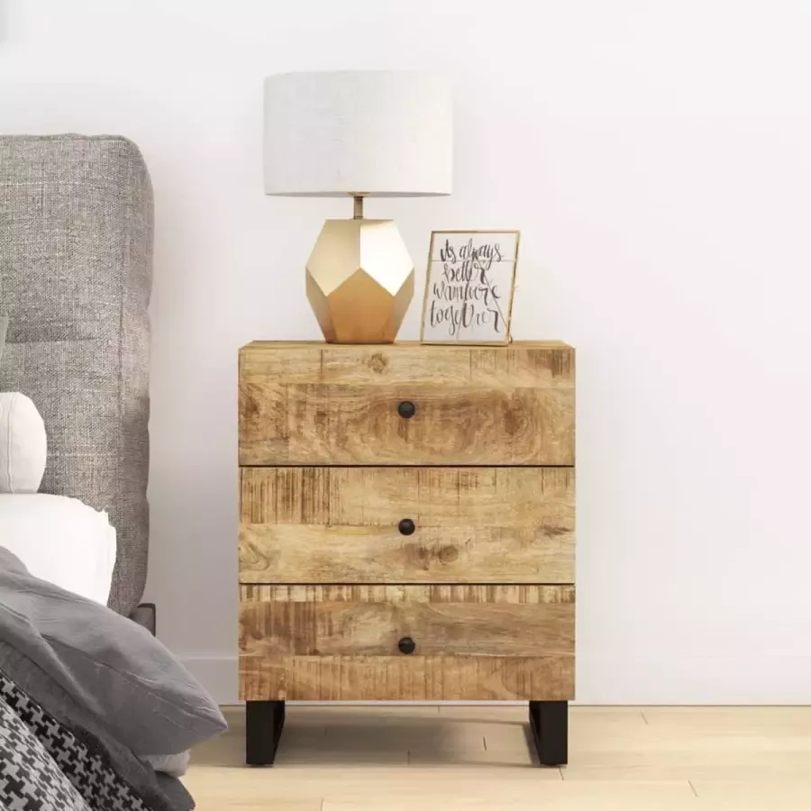 Furniture Limited Nachtkastje 50x33x62 cm massief mangohout en bewerkt hout