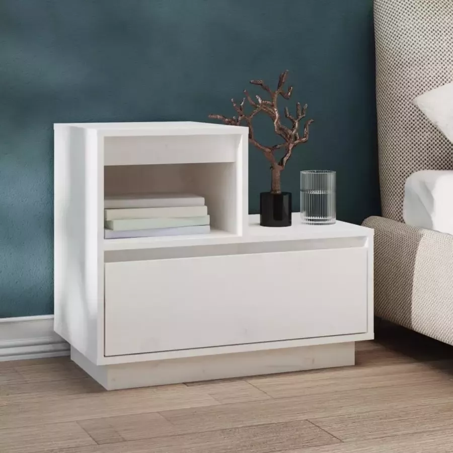 Furniture Limited Nachtkastje 60x34x51 cm massief grenenhout wit