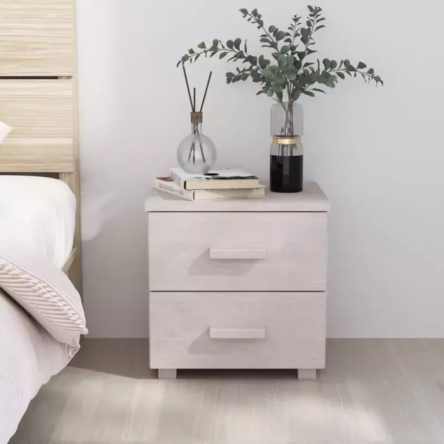 Furniture Limited Nachtkastje HAMAR 40x35x44 5 cm massief grenenhout wit