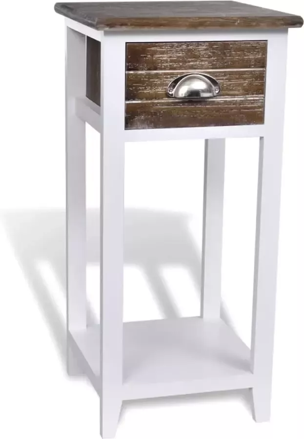Furniture Limited Nachtkastje met 1 lade bruin en wit