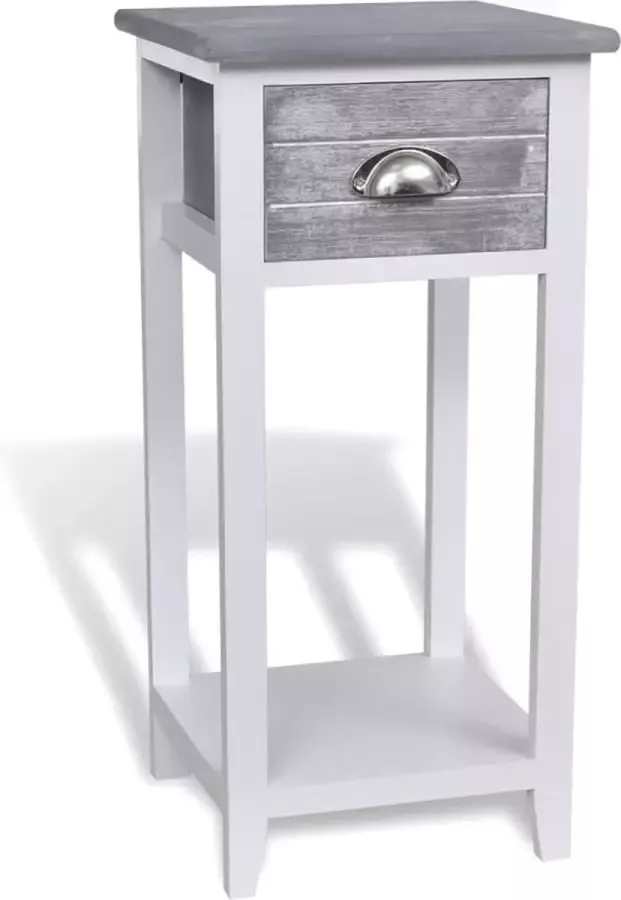Furniture Limited Nachtkastje met 1 lade grijs en wit