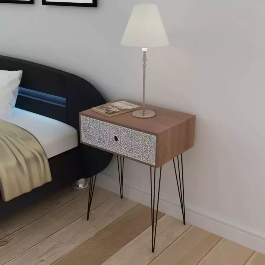 Furniture Limited Nachtkastje met 1 lade rechthoekig bruin