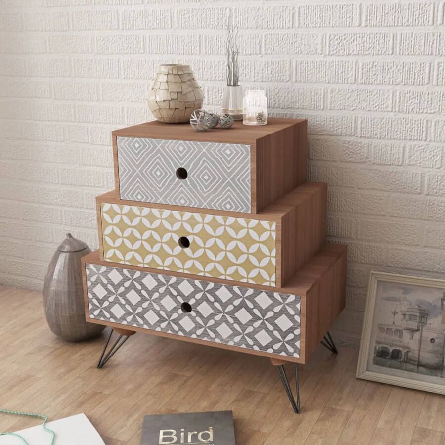 Furniture Limited Nachtkastje met 3 lades bruin