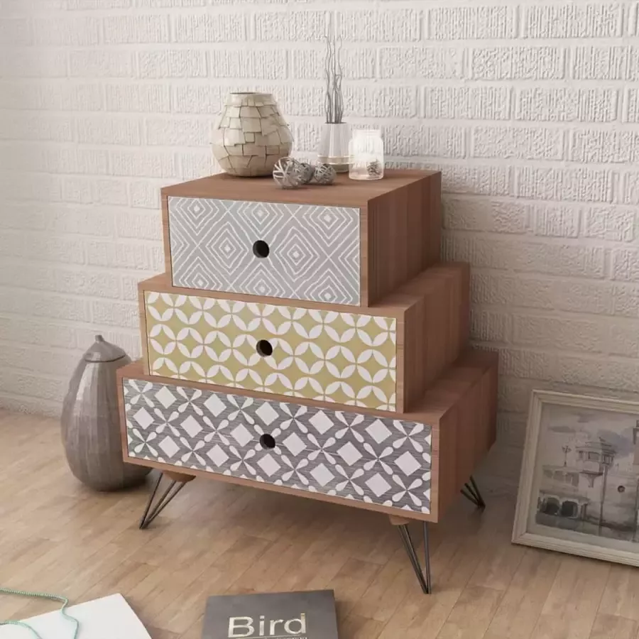 Furniture Limited Nachtkastje met 3 lades bruin