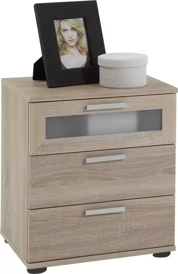 Furniture Limited Nachtkastje met 3 lades eikenkleurig