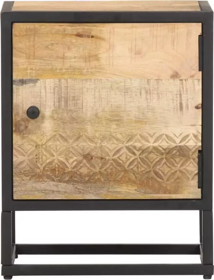 Furniture Limited Nachtkastje met bewerkte deur 40x30x50 cm ruw mangohout