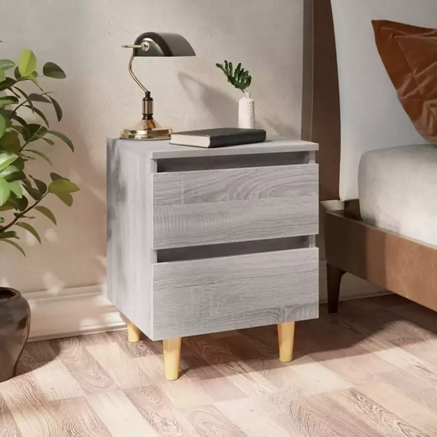 Furniture Limited Nachtkastje met houten poten 40x35x50 cm grijs sonoma eiken