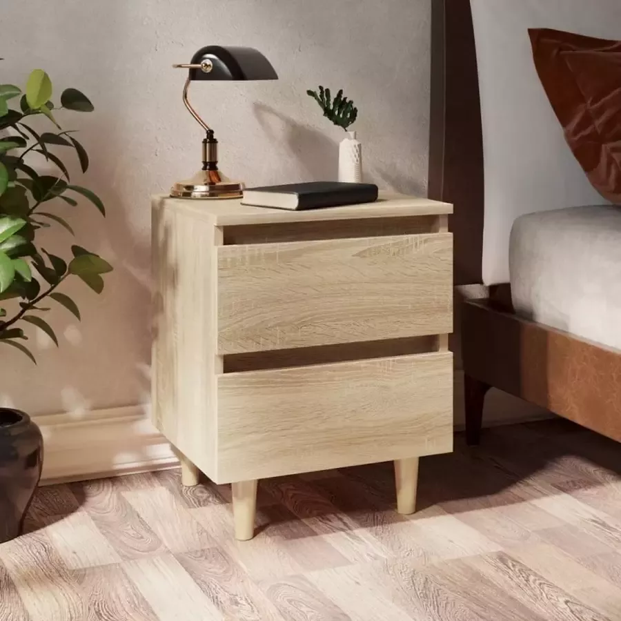 Furniture Limited Nachtkastje met houten poten 40x35x50 cm sonoma eikenkleurig