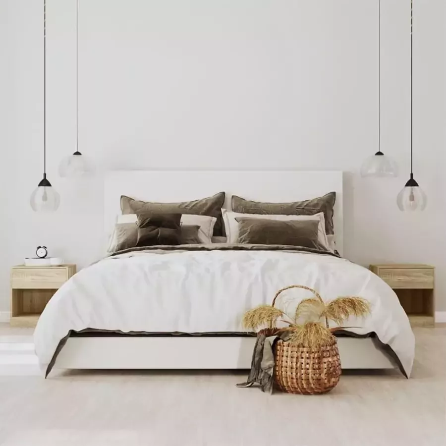 Furniture Limited Nachtkastje met lade eikenkleur 2 st