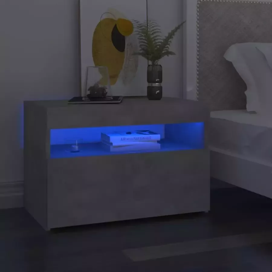 Furniture Limited Nachtkastje met LED-verlichting 60x35x40 cm betongrijs