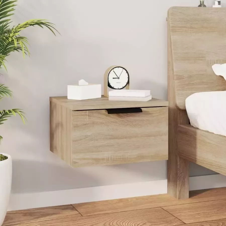 Furniture Limited Nachtkastje wandgemonteerd 34x30x20 cm sonoma eikenkleurig