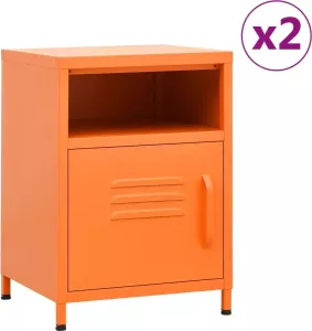 Furniture Limited Nachtkastjes 2 st 35x35x51 cm staal oranje