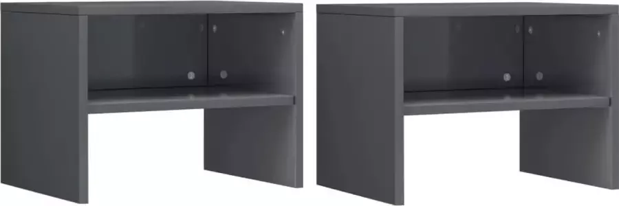 Furniture Limited Nachtkastjes 2 st 40x30x30 cm bewerkt hout hoogglans grijs