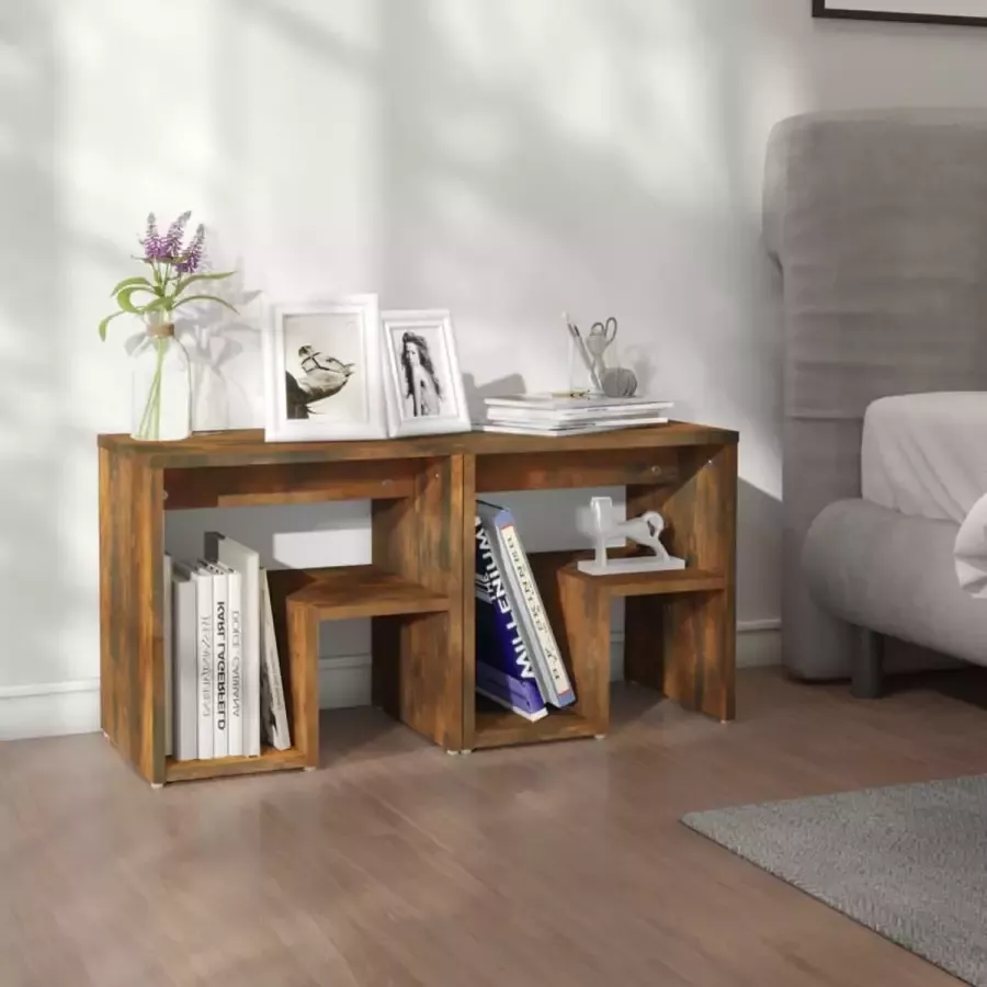 Furniture Limited Nachtkastjes 2 st 40x30x40 cm bewerkt hout gerookt eikenkleurig