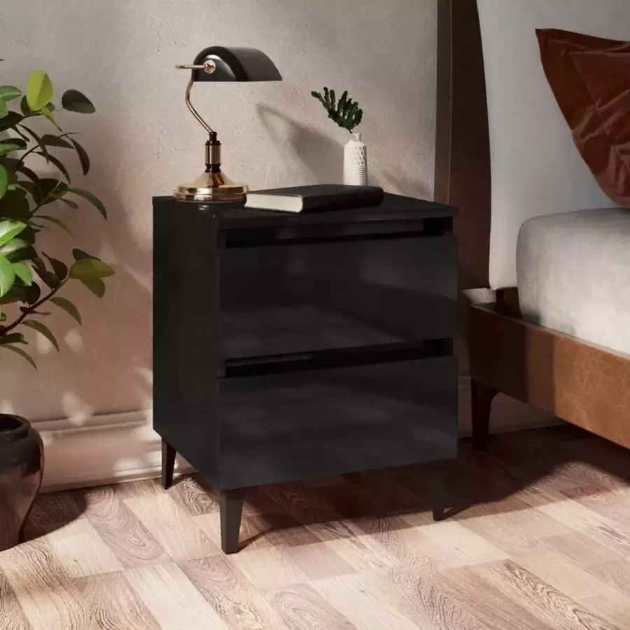 Furniture Limited Nachtkastjes 2 st 40x35x50 cm spaanplaat hoogglans zwart