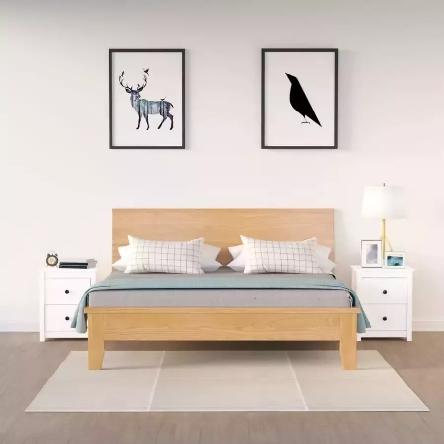 Furniture Limited Nachtkastjes 2 st 50x35x61 5 cm massief grenenhout wit