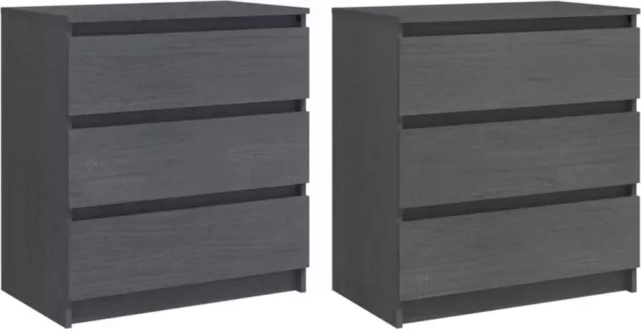 Furniture Limited Nachtkastjes 2 st 60x36x64 cm massief grenenhout grijs