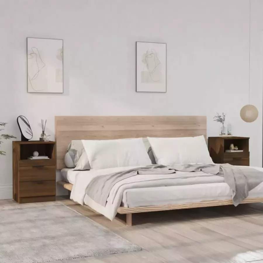 Furniture Limited Nachtkastjes 2 st bewerkt hout bruineikenkleurig