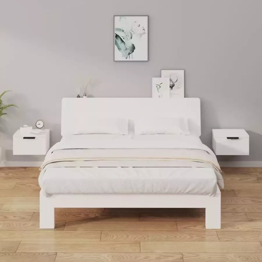 Furniture Limited Nachtkastjes 2 st wandgemonteerd 34x30x20 cm hoogglans wit