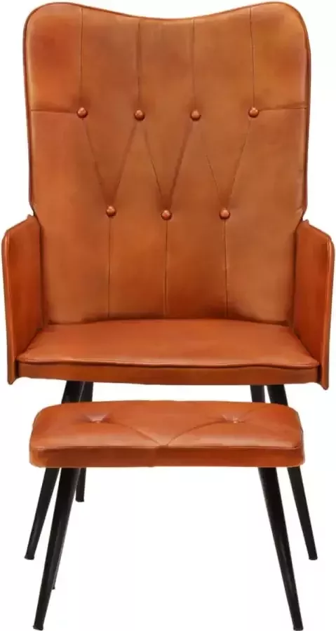 Furniture Limited Oorfauteuil met voetensteun echt leer