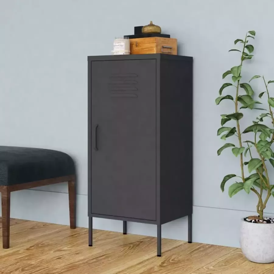 Furniture Limited Opbergkast 42 5x35x101 5 cm staal antracietkleurig