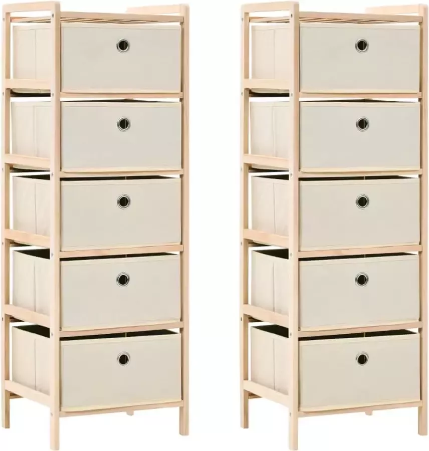 Prolenta Premium INFIORI Opbergrekken met 5 stoffen manden 2 st cederhout beige