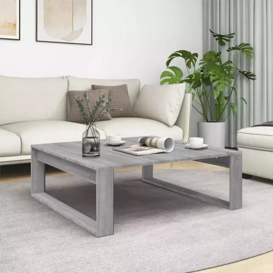 Furniture Limited Salontafel 100x100x35 cm bewerkt hout grijs sonoma eikenkleurig
