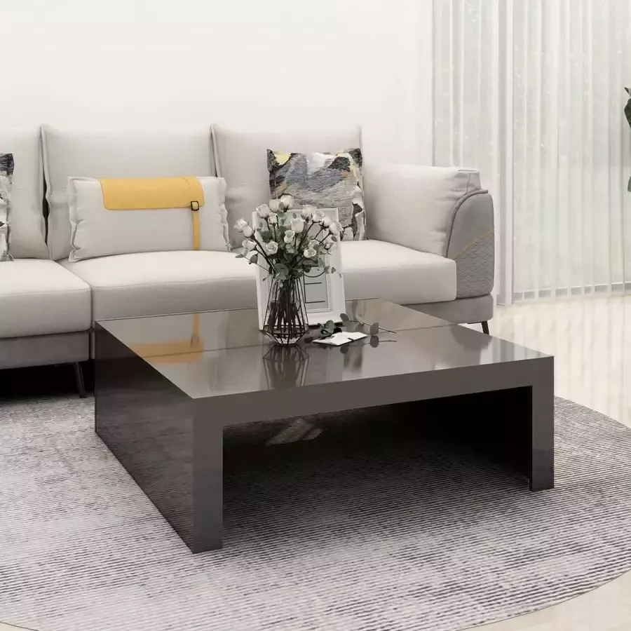 Furniture Limited Salontafel 100x100x35 cm spaanplaat hoogglans grijs